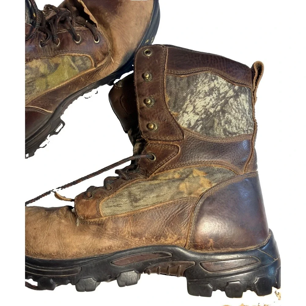 Hunting Boots Mens 11 1/2 Tracker Tecs Brown Camo Insulated Waterproof Leather
